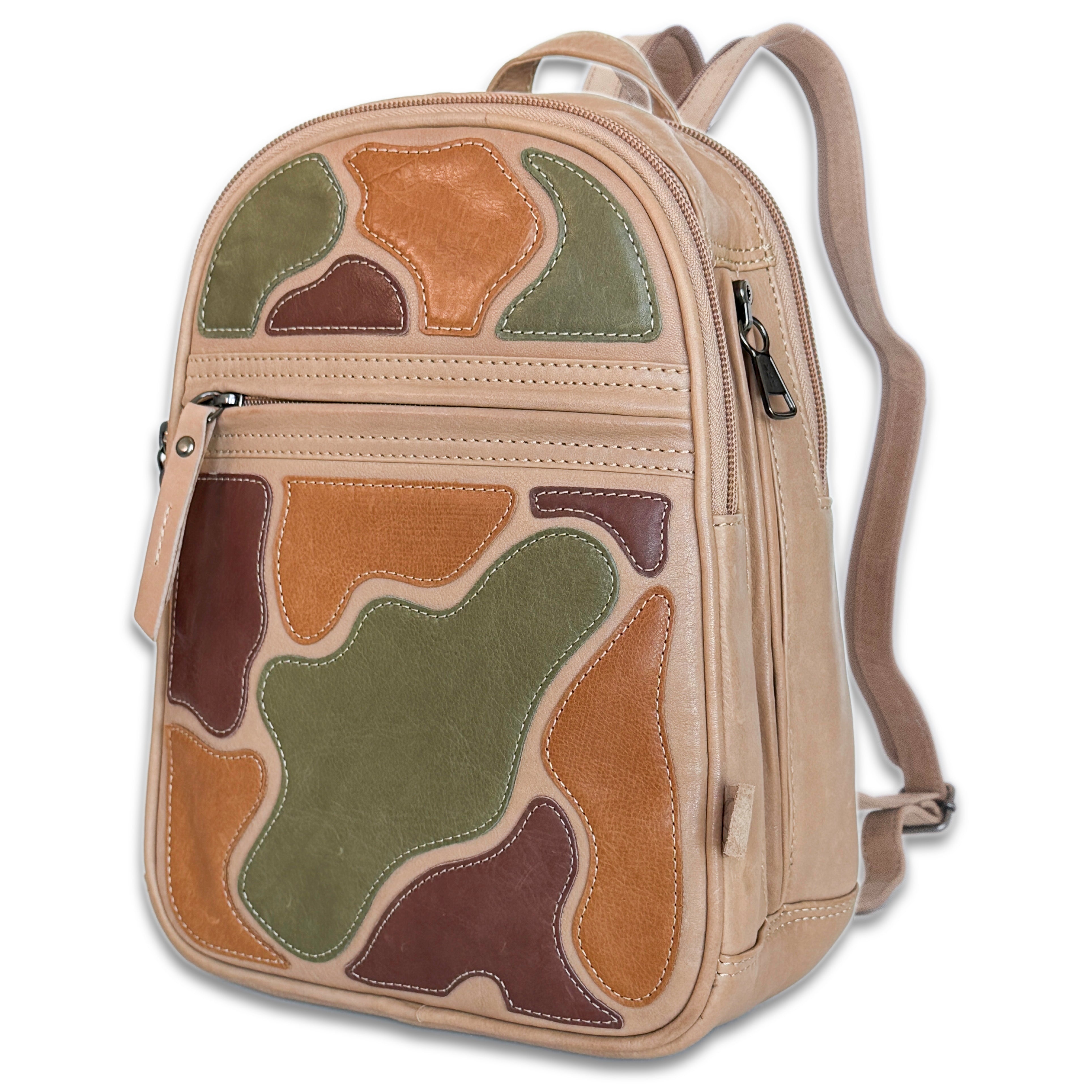 Daisy Full-Grain Leather Backpack Camouflage