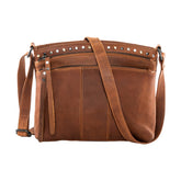 Concealed Carry Brynn Arched Leather Crossbody - Lady Conceal - Concealed Carry Purse - conceal and carry purse for women - tactical pistol bag - Locking Conceal and Carry Purse with Universal Holster for Handguns - Unique Hide Crossbody Gun and Pistol Bag
