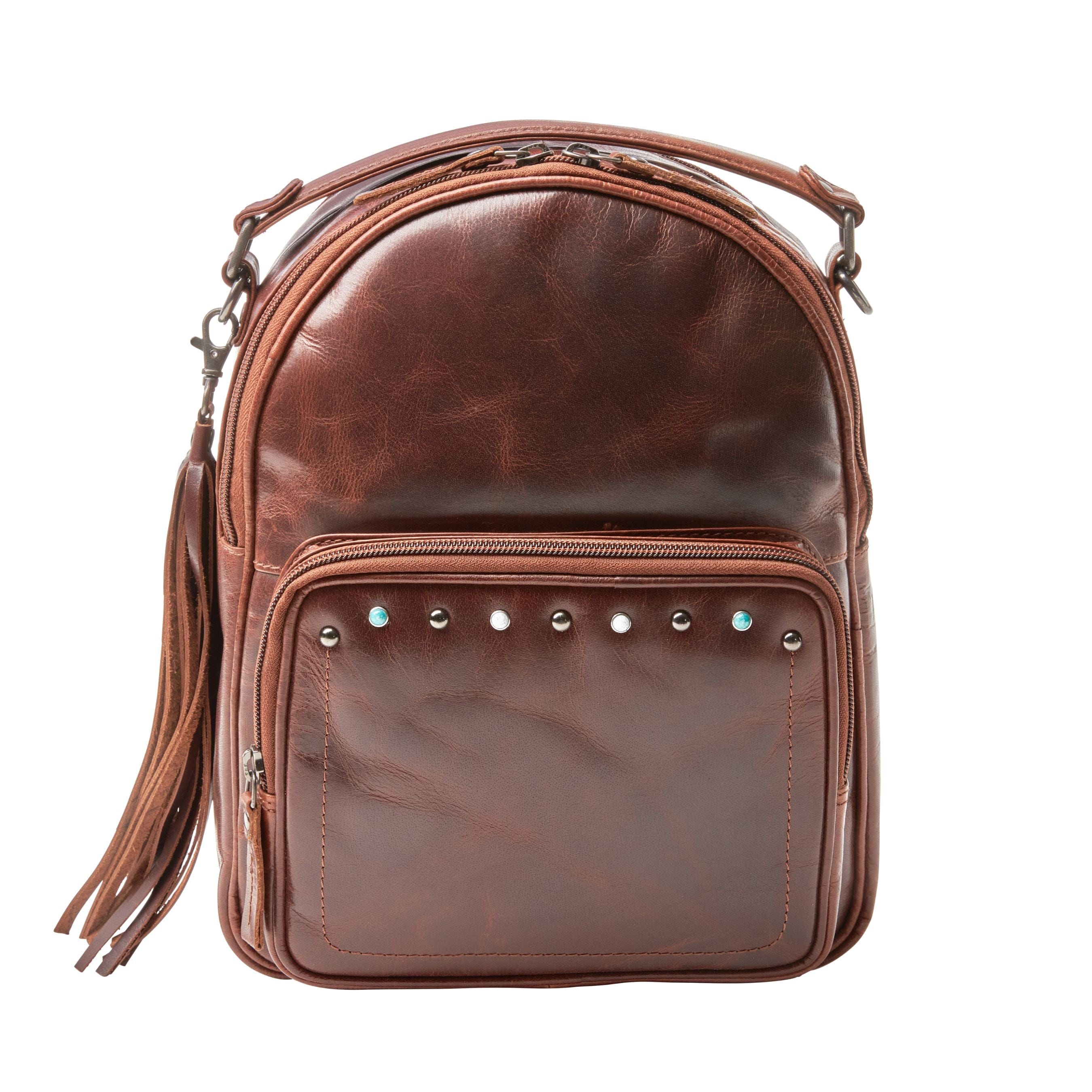 Concealed Carry Sawyer Leather Backpack by Lady Conceal, Cognac Concealed Carry Sawyer Leather Backpack by Lady Conceal, Cognac