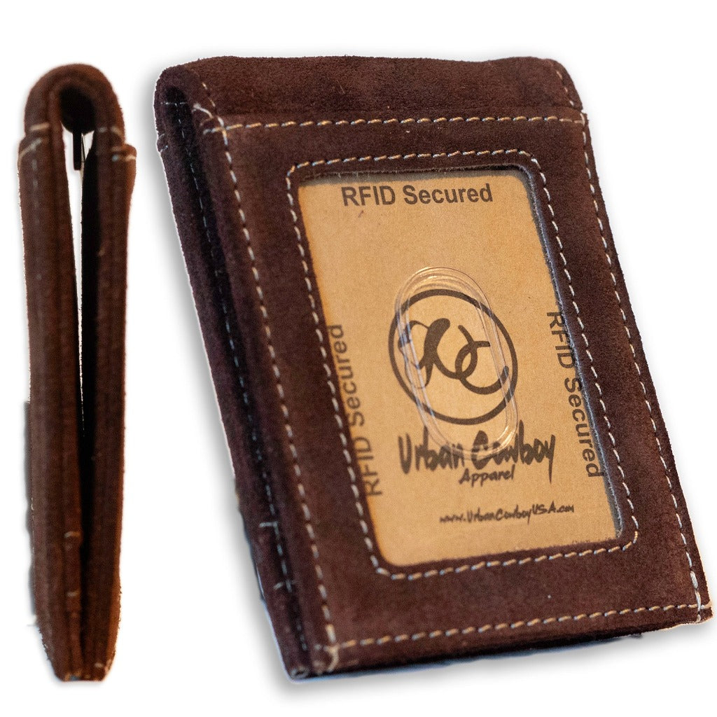 Mundi Men Real Leather and Brass Money Clip Wallet & Card Holder