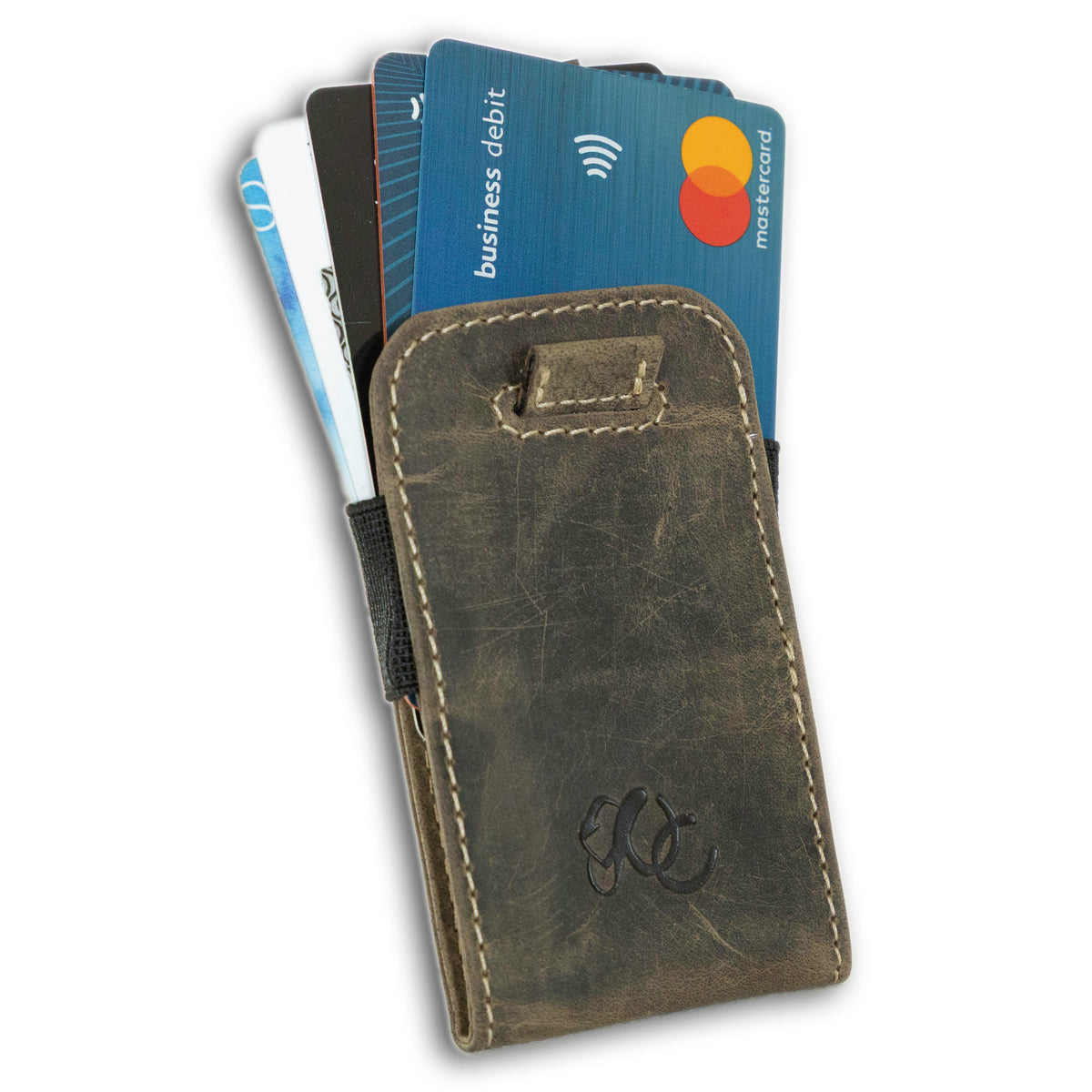 Minimalist card sheath wallet with pull-tab and RFID blocking-Olive