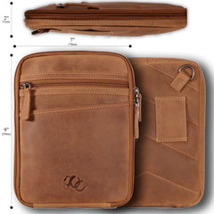 Leather Gun holster pouch for handguns up to 8 inches long-Brown