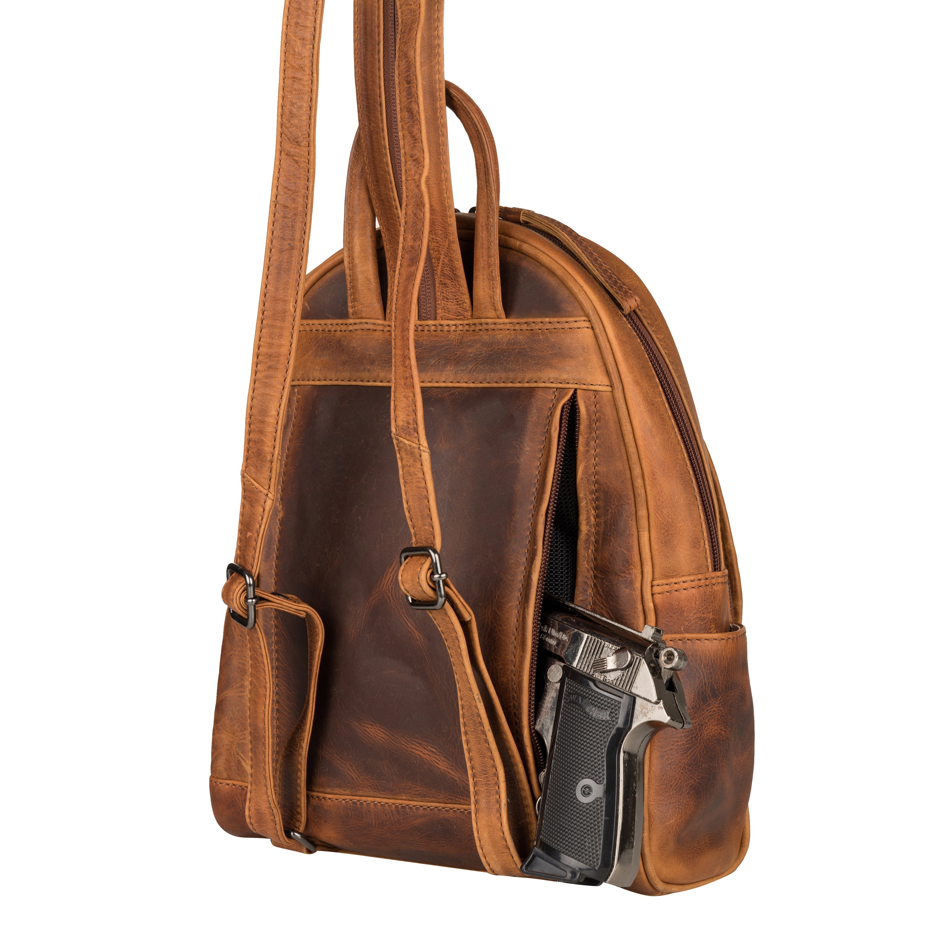 backpack leather handbags Concealed Carry RFID Daisy Leather Backpack by Lady Conceal Black