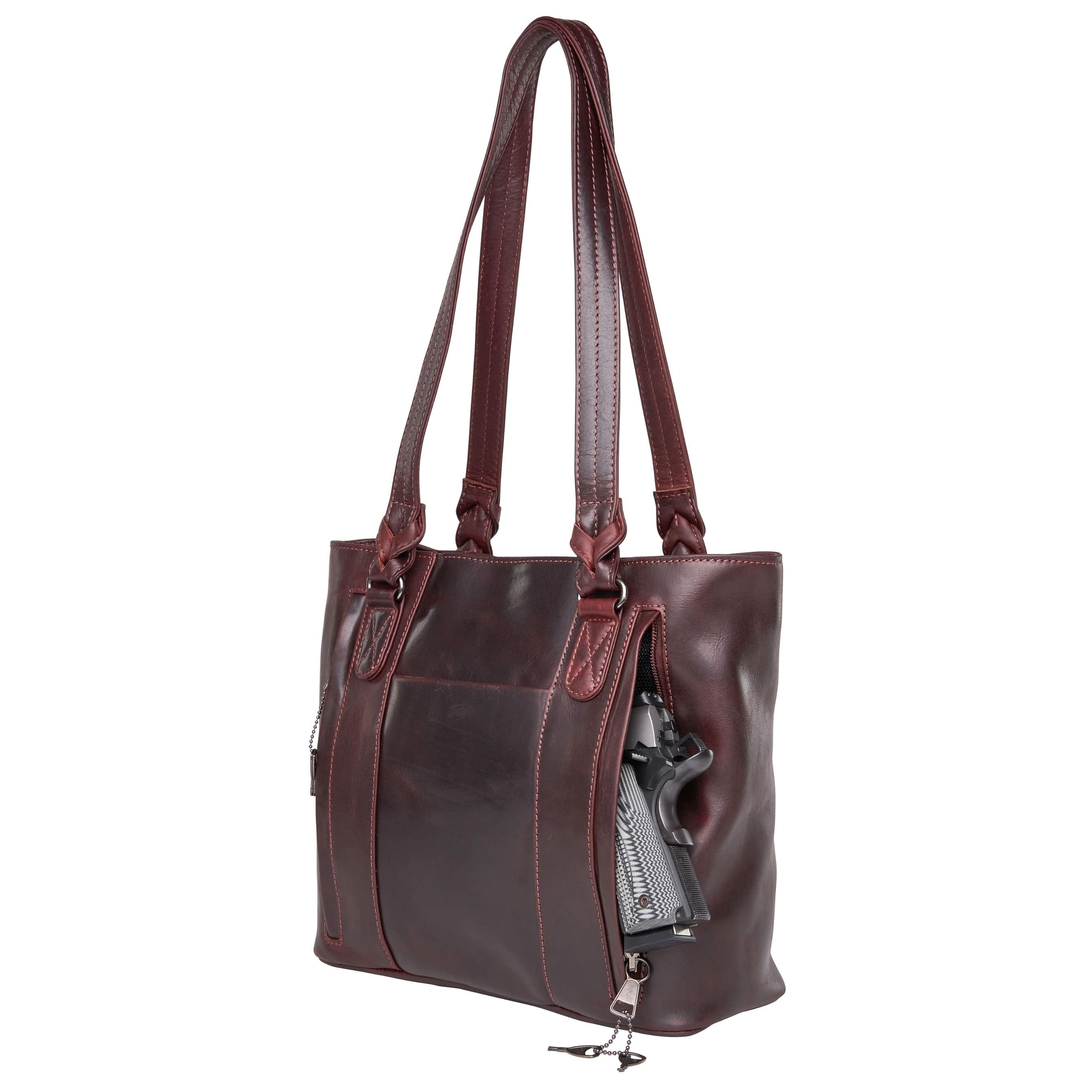 Concealed Carry Peyton Leather Tote for Women Lady Conceal -  YKK Locking & Universal Holster -  Designer Luxury Leather Carry Handbag -  carry Handbag for gun carry -  Unique Tote gun Handbag -  designer backpack purse -  designer purse sale -  designer purse sales -  womens designer purse sale -  Peyton Leather Tote -  designer lady purse concealed carry gun Handbag -   concealed carry Handbag for woman-  Easy Conceal Carry and Draw Purse - 