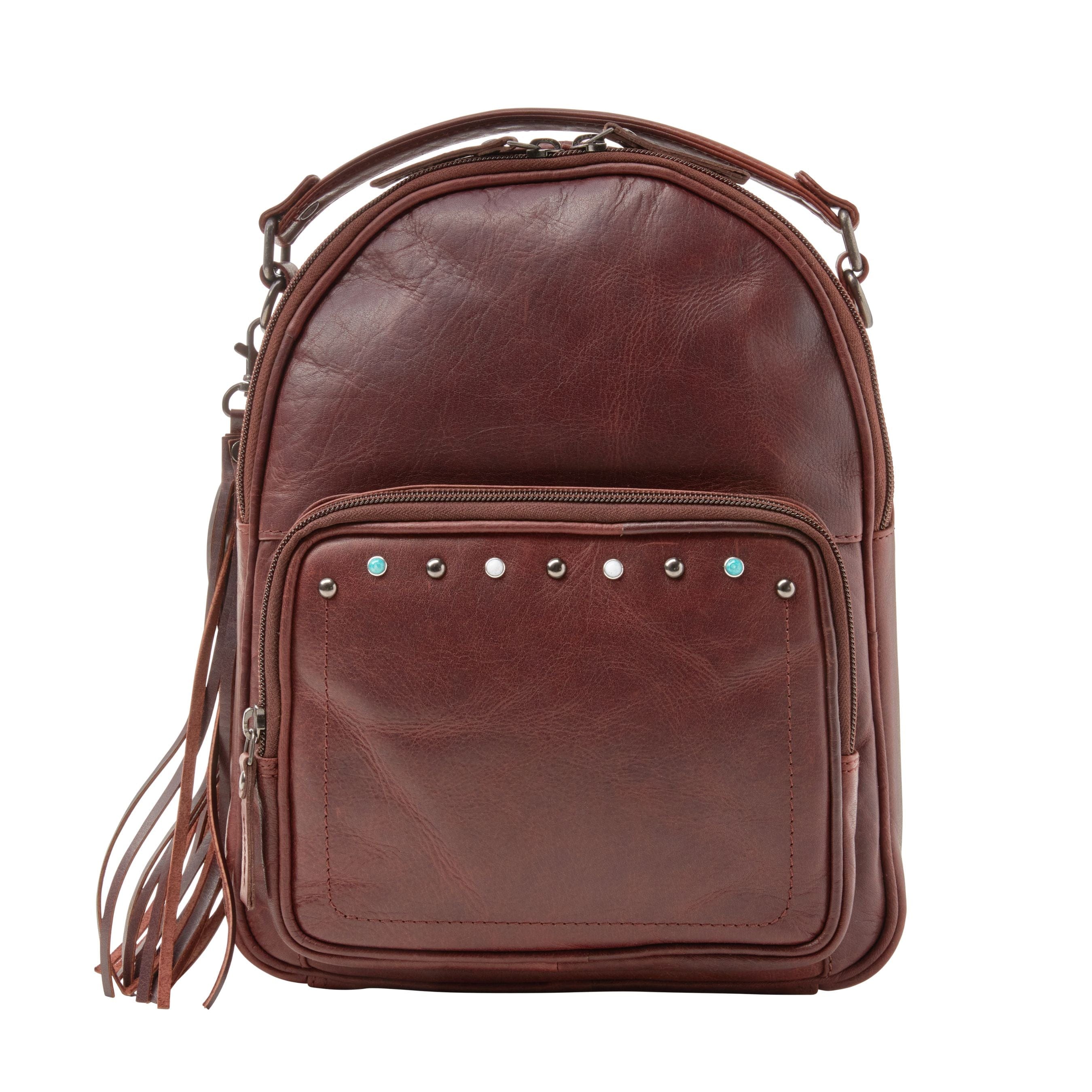 cool leather women's backpack Lady Conceal Concealed Carry Sawyer Leather Backpack (Mahogany)