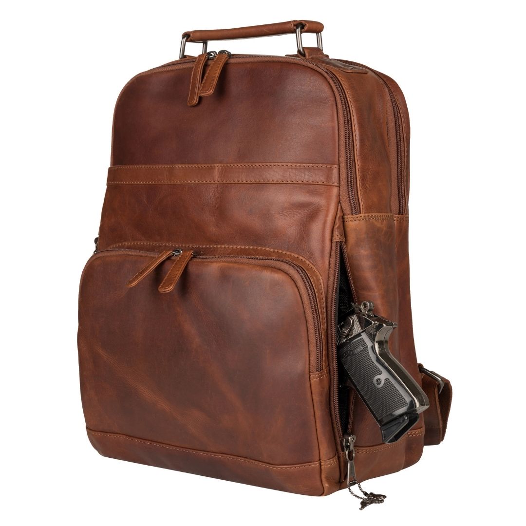 coronet faux leather backpack Concealed Carry Quinn Unisex Leather Backpack