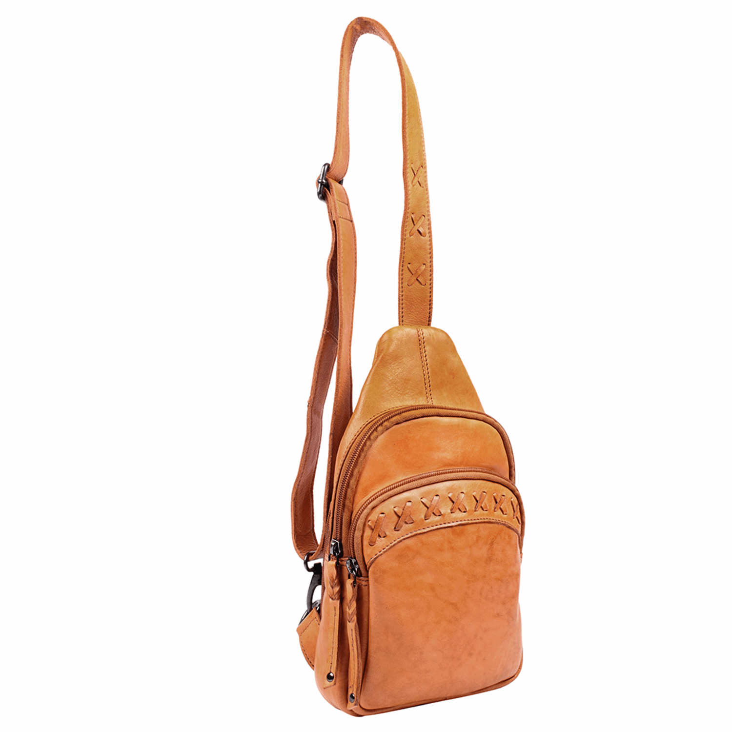 brown leather sling backpack Sling Leather Backpack