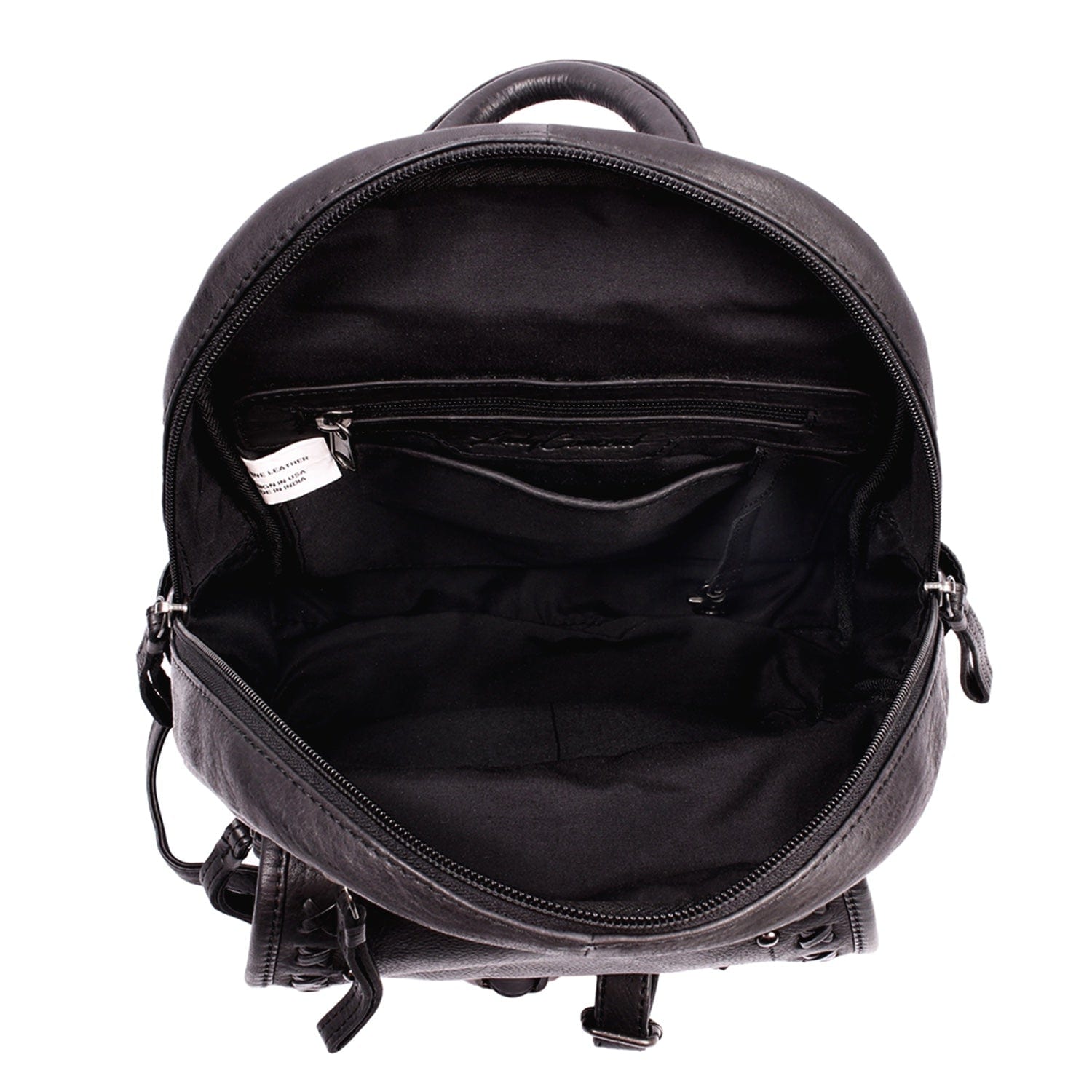 dasein patent leather zip around backpack with front pocket Concealed Carry RFID Daisy Leather Backpack by Lady Conceal Black