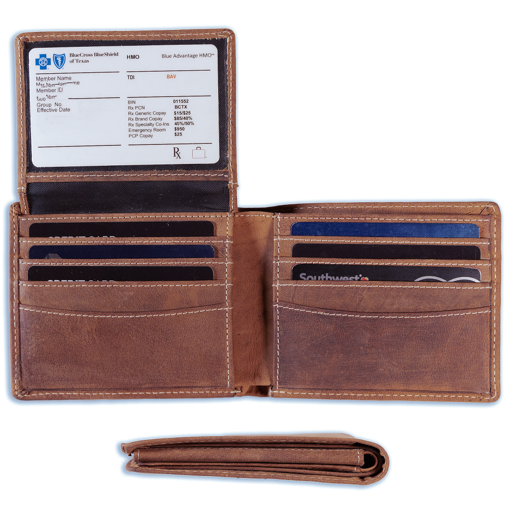 Waprolux Calf & French Chèvre Compact Bifold Wallet 6 Pocket 